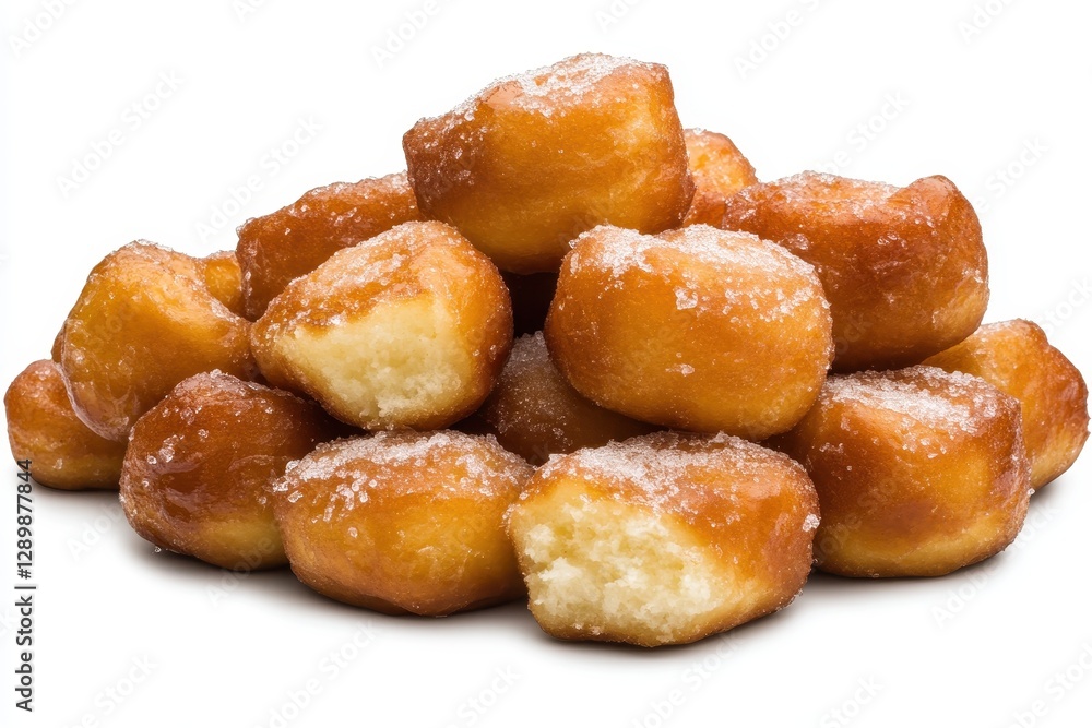 Delicious Golden Pastry Bites Stacked High with a Light Sugary Coating for Sweet Indulgence Delicious Golden Pastry Bites Stacked High with a Light Sugary Coating for Sweet Indulgence