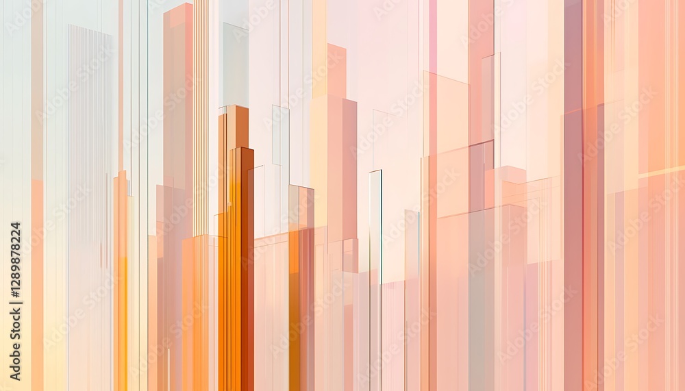 A stylized abstract cityscape, featuring tall brutalist buildings, vertical lines, and the warm hues of a pink-orange sunset, creating a modern, minimalist atmosphere A stylized abstract cityscape, featuring tall brutalist buildings, vertical lines, and the warm hues of a pink-orange sunset, creating a modern, minimalist atmosphere