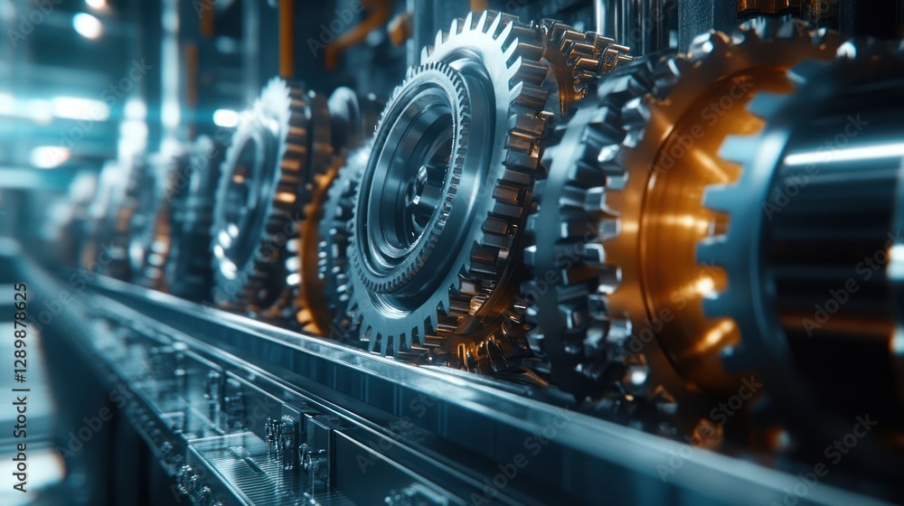 Factory gears, precision engineering, industry, mechanism, production line Factory gears, precision engineering, industry, mechanism, production line