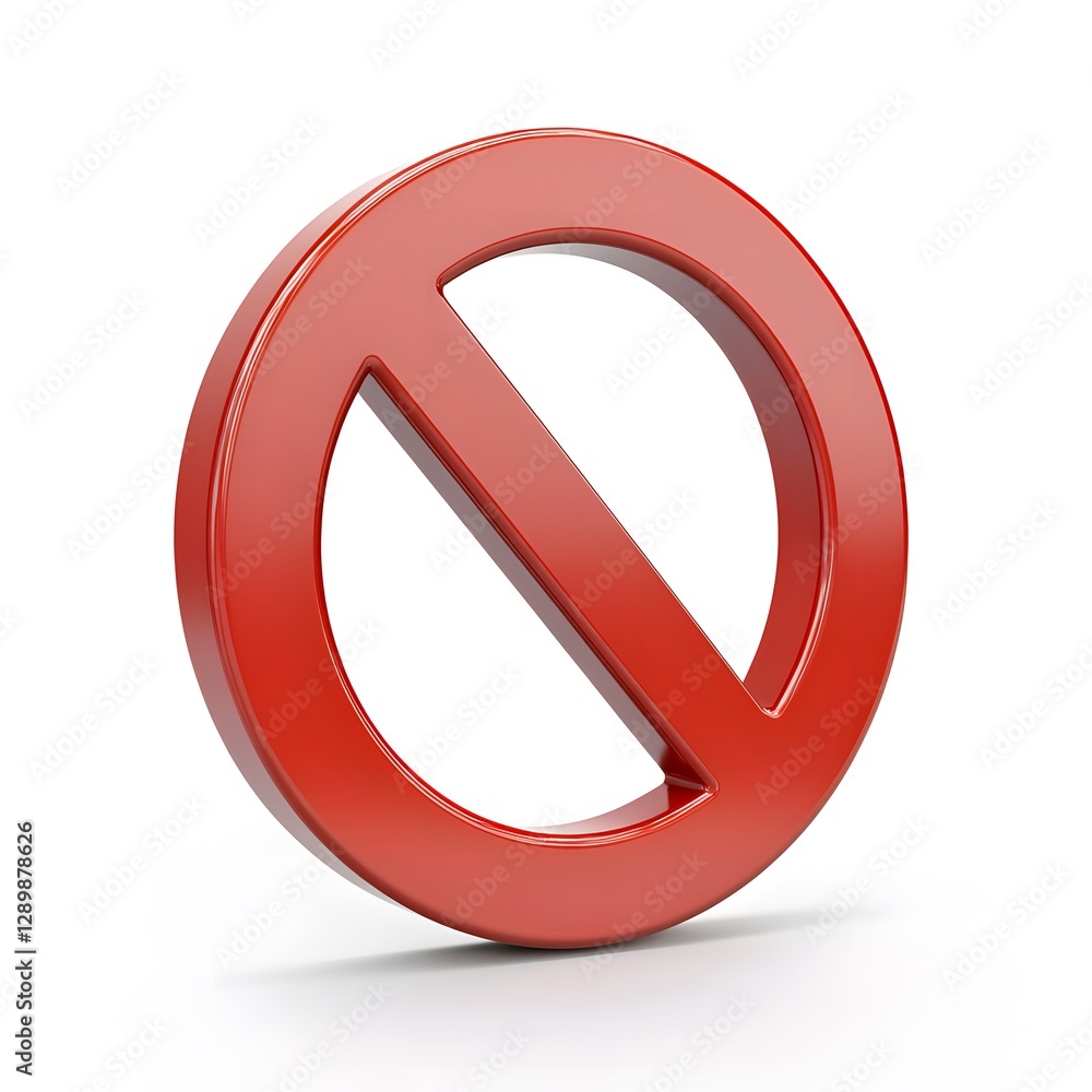 Red shiny forbidden sign isolated on a white background Red shiny forbidden sign isolated on a white background