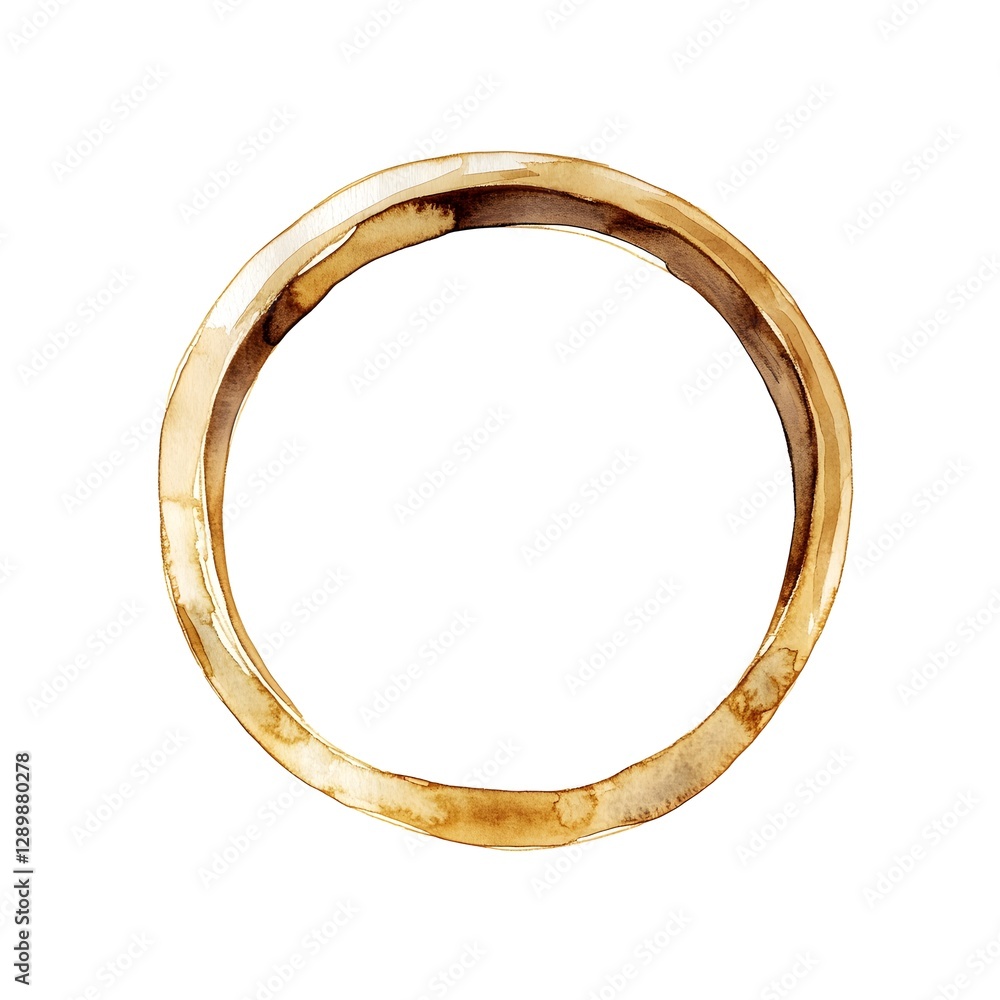 A golden ring ring is present in the watercolor image A golden ring ring is present in the watercolor image