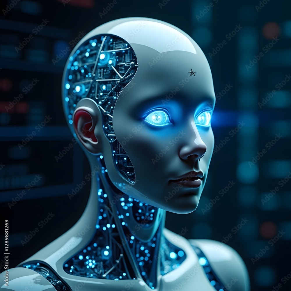 AI cybernetic human face fusion AI cybernetic human face fusion