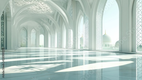 Serene Interior of Modern Architecture with Light-filled Arches
