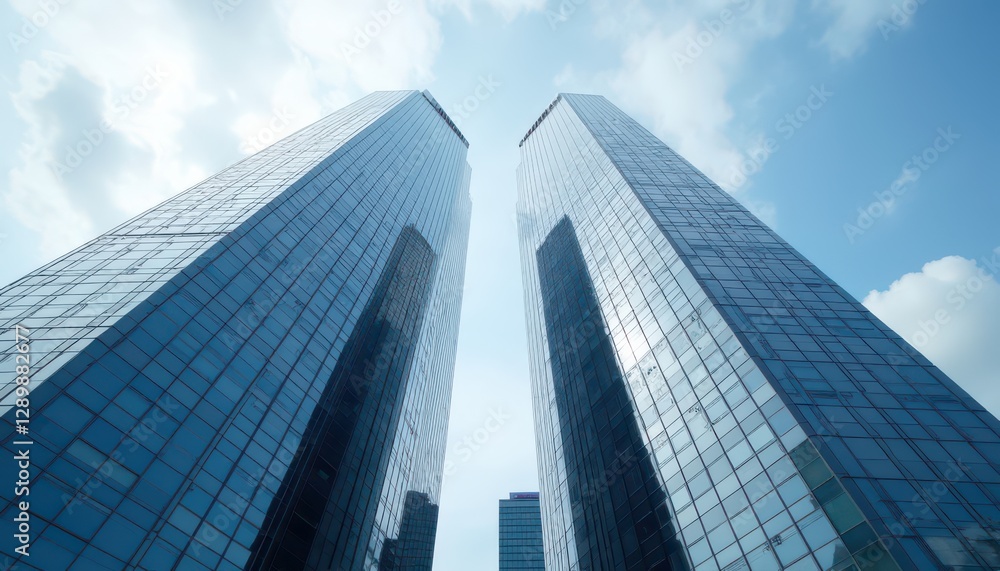 Reflective skyscrapers, business office buildings. Reflective skyscrapers, business office buildings.