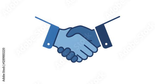 Illustration of Blue Handshake Symbolizing Business Agreement and Partnership
