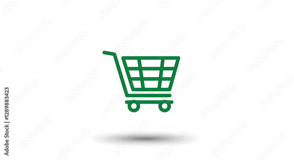 Green Shopping Cart Isolated on White Background Retail Concept Green Shopping Cart Isolated on White Background Retail Concept