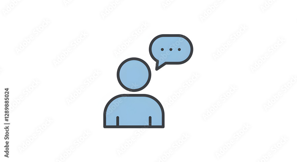 Person with Speech Bubble Thinking Icon for Communication or Feedback Person with Speech Bubble Thinking Icon for Communication or Feedback