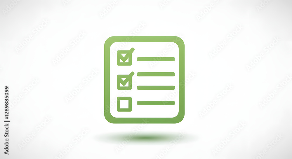 Green Checklist Icon with Check Marks for Task Management and Planning Green Checklist Icon with Check Marks for Task Management and Planning