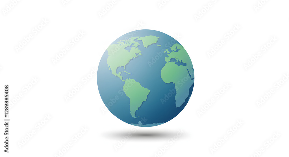 Global Earth Planet Graphic with World Map on White Background Global Earth Planet Graphic with World Map on White Background