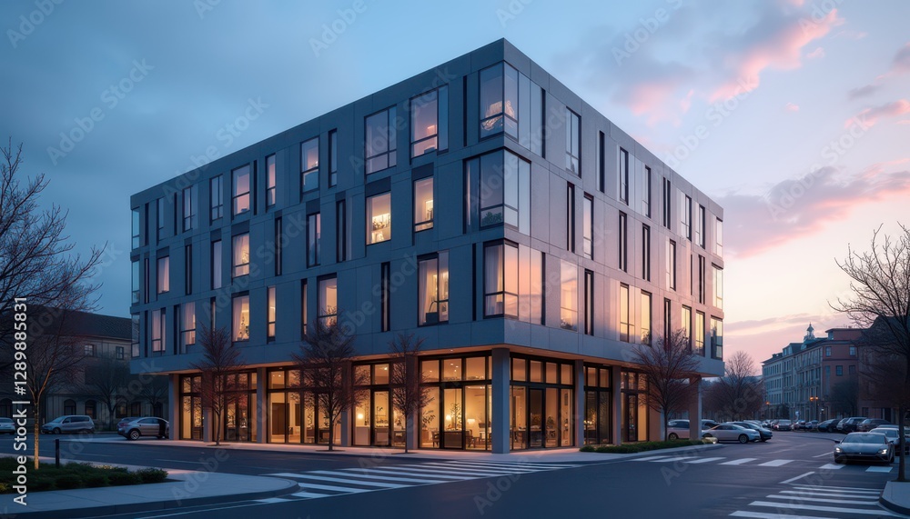 Obraz premium Modern commercial building in night
