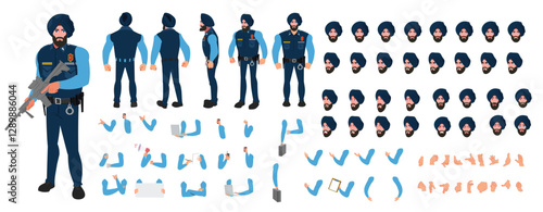 
Police Officer Character Design Model Sheet. Man, Character design. Front, side, back view and explainer animation poses. Character set with lip sync and Walk cycle animation sequences.
