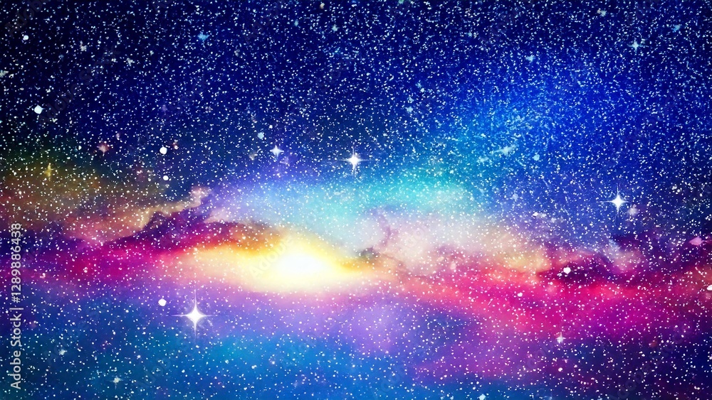 Fototapeta premium 魔法のような水彩風のキラキラ夜空 AI生成素材