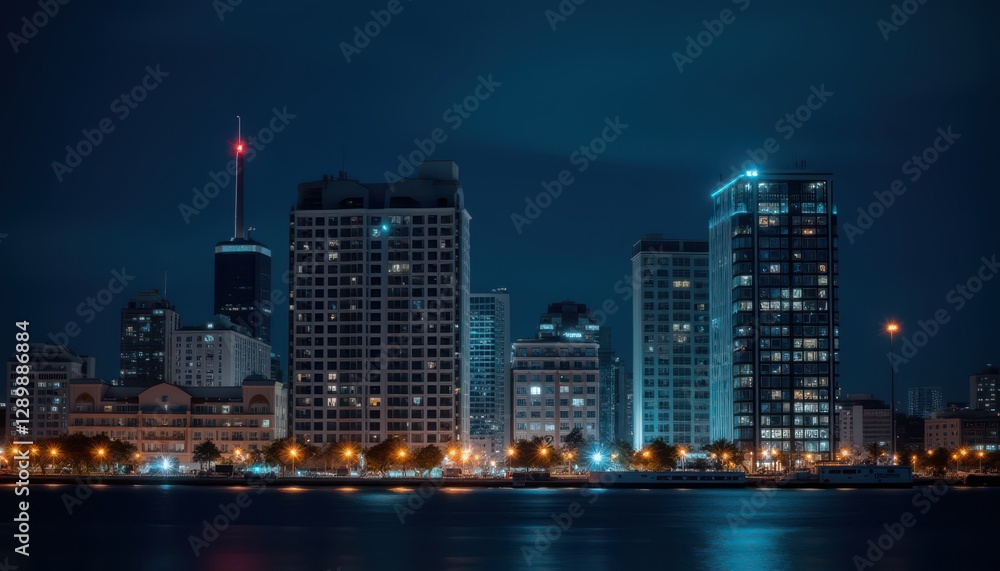 Modern commercial building in night Modern commercial building in night
