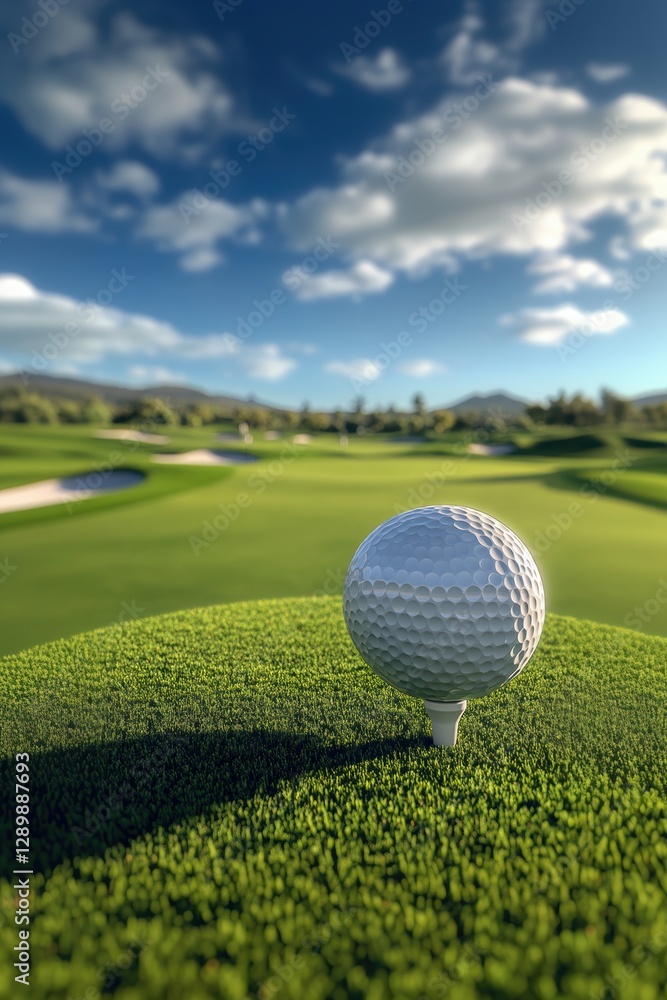 Closeup view of golf ball on green grass lawn Closeup view of golf ball on green grass lawn