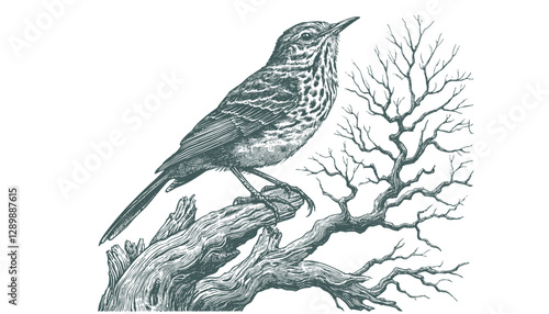 Bird Engraving: A Vector Illustration