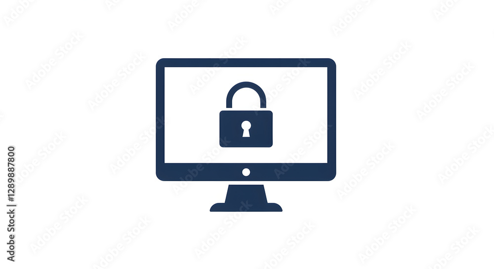 Computer Security Icon Displaying Lock Symbol for Data Protection Computer Security Icon Displaying Lock Symbol for Data Protection