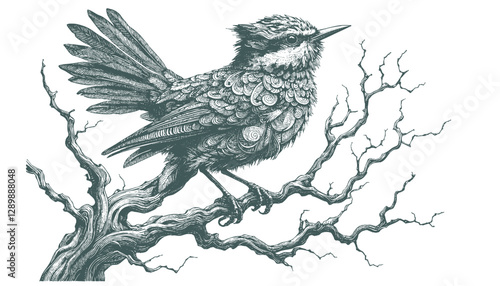 Bird Engraving: A Vector Illustration