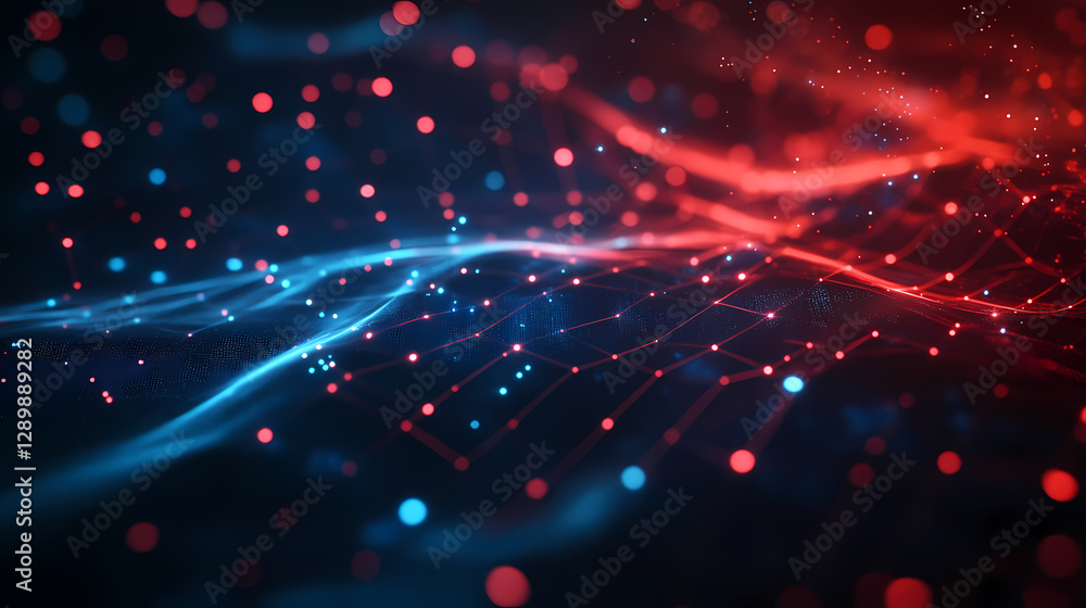 Abstract blue and red waves creating dynamic flow on dark background Abstract blue and red waves creating dynamic flow on dark background