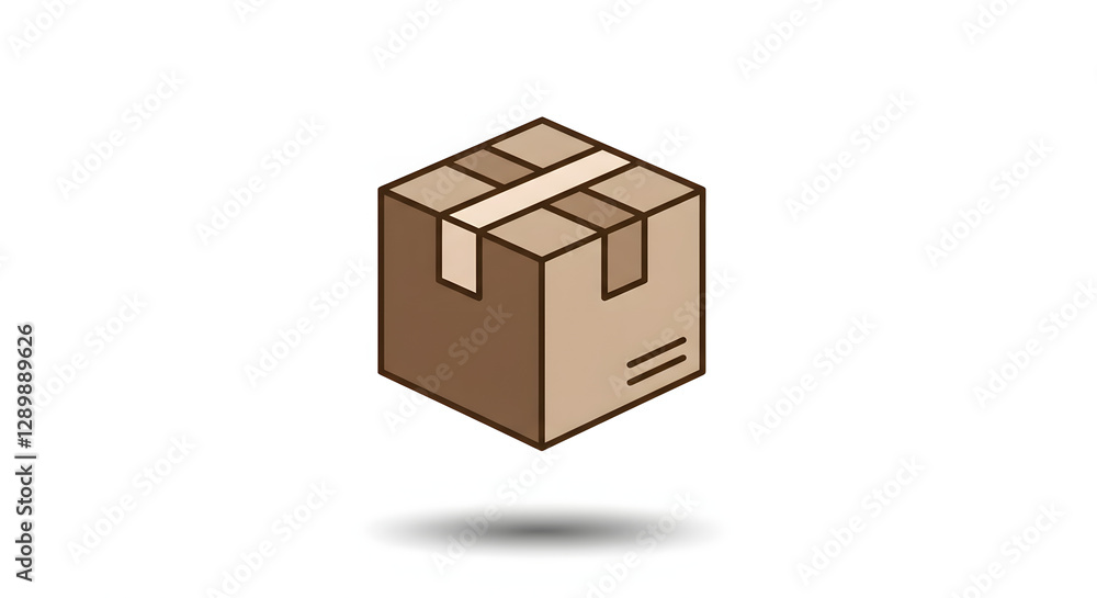 Obraz premium Isolated Cardboard Box with Tape, Simple Illustration Style for Delivery