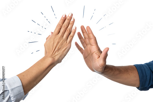 High Five Gesture Between Two People, Isolated on White Background as Transparent. PNG. AI GENERATED