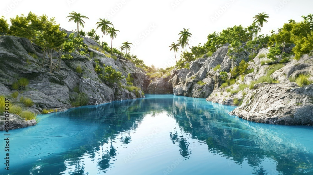 Tropical lagoon with palm trees Tropical lagoon with palm trees