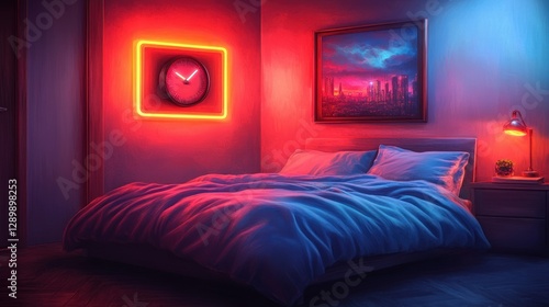 Neon Nightscape Bedroom  A Cyberpunk Dream
