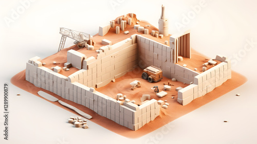 Building Foundation isometric 3D