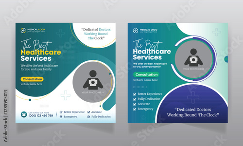 Medical healthcare social media banner design and web banner template