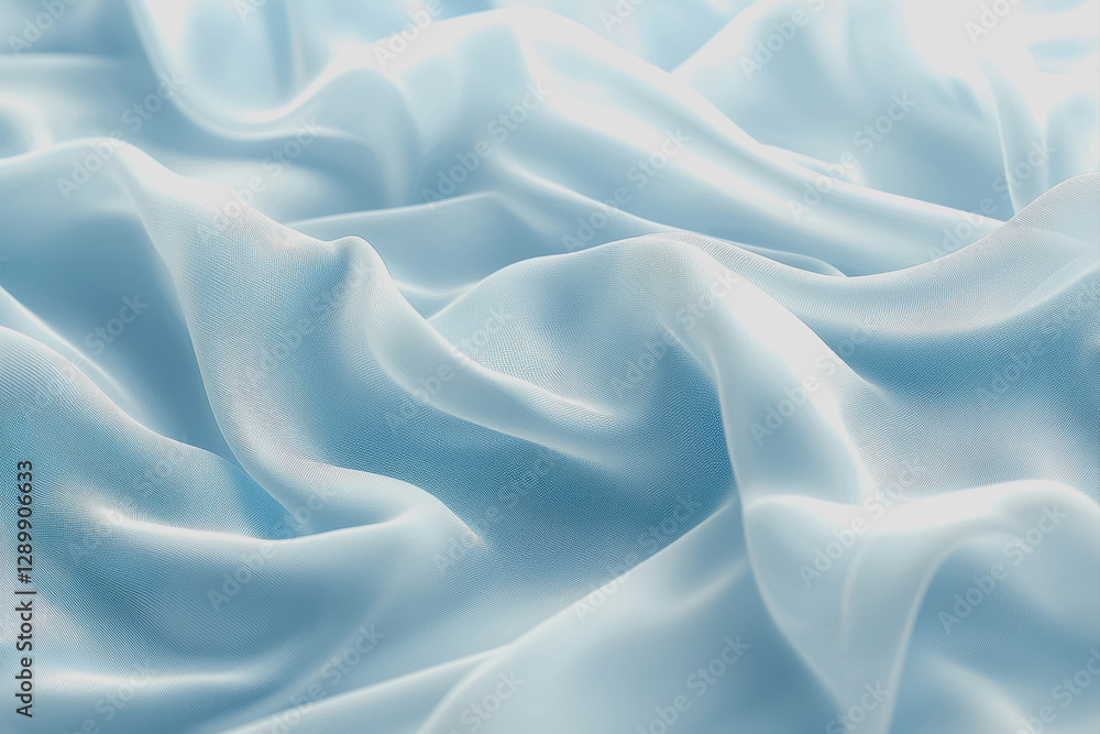 Obraz premium Blue silk fabric draped elegantly on a surface showcasing its smooth texture and vibrant color