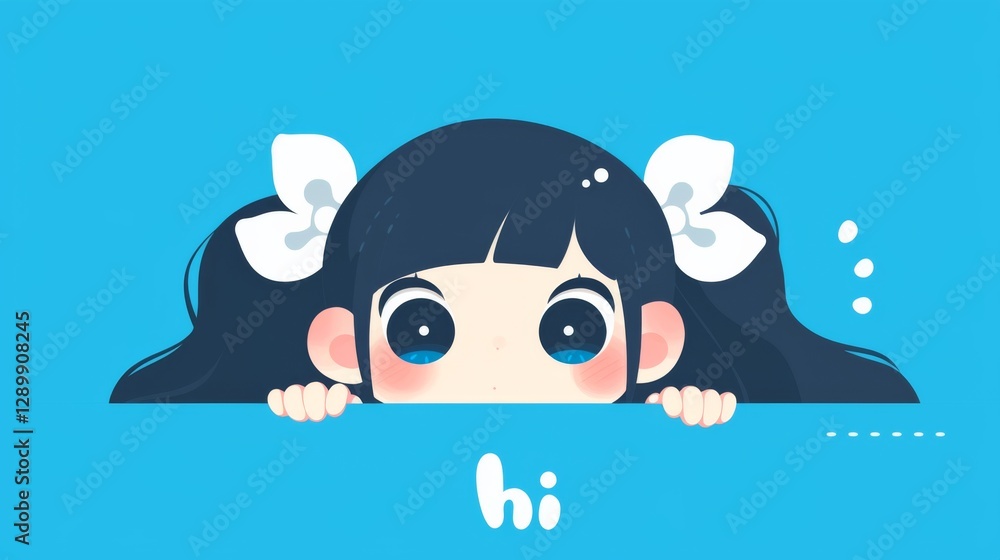 Obraz premium Anime Girl Waving Sticker – 