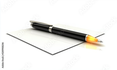 Wallpaper Mural A sleek black pen resting on a blank sheet of paper, symbolizing creativity and ideas in a minimalist setting Torontodigital.ca