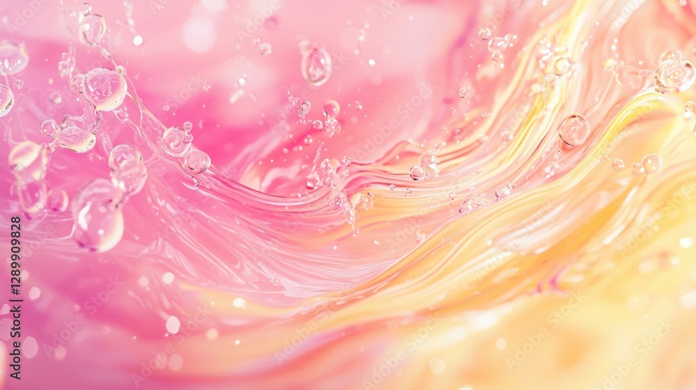 Abstract Pink and Gold Liquid Swirl with Bubbles Abstract Pink and Gold Liquid Swirl with Bubbles