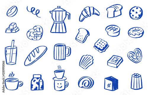set of icons of cafe illustrations