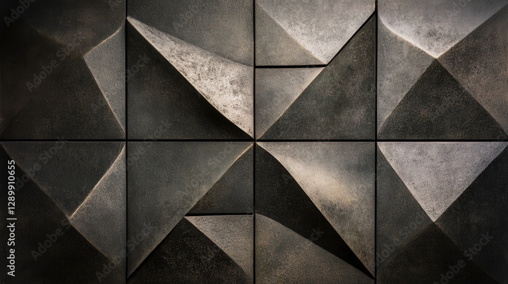 Abstract Geometric Design with Reflective Metallic Depth Abstract Geometric Design with Reflective Metallic Depth