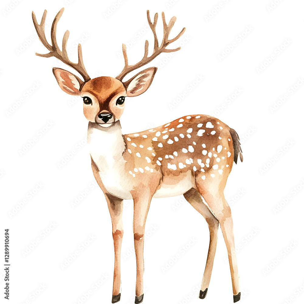 Watercolor illustration of a deer on a white bakground Watercolor illustration of a deer on a white bakground