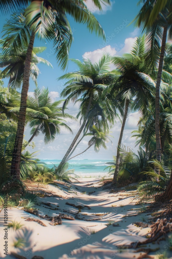 Obraz premium Coconut trees beach landscape outdoors.
