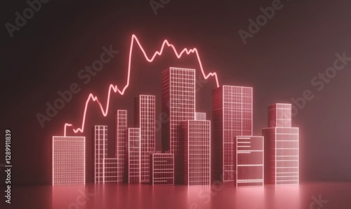 Abstract representation of a city skyline with a rising graph line, symbolizing growth and finance photo