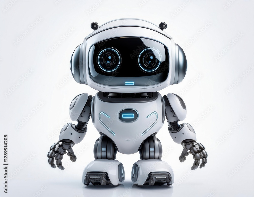 Cute Mini ai robot isolated on transparent background Cute Mini ai robot isolated on transparent background