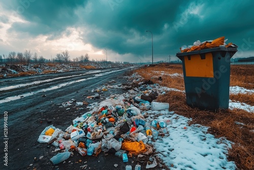 Wallpaper Mural Littered Landfill with Garbage Piles and Cloudy Sky Underneath Overcast Conditions Torontodigital.ca