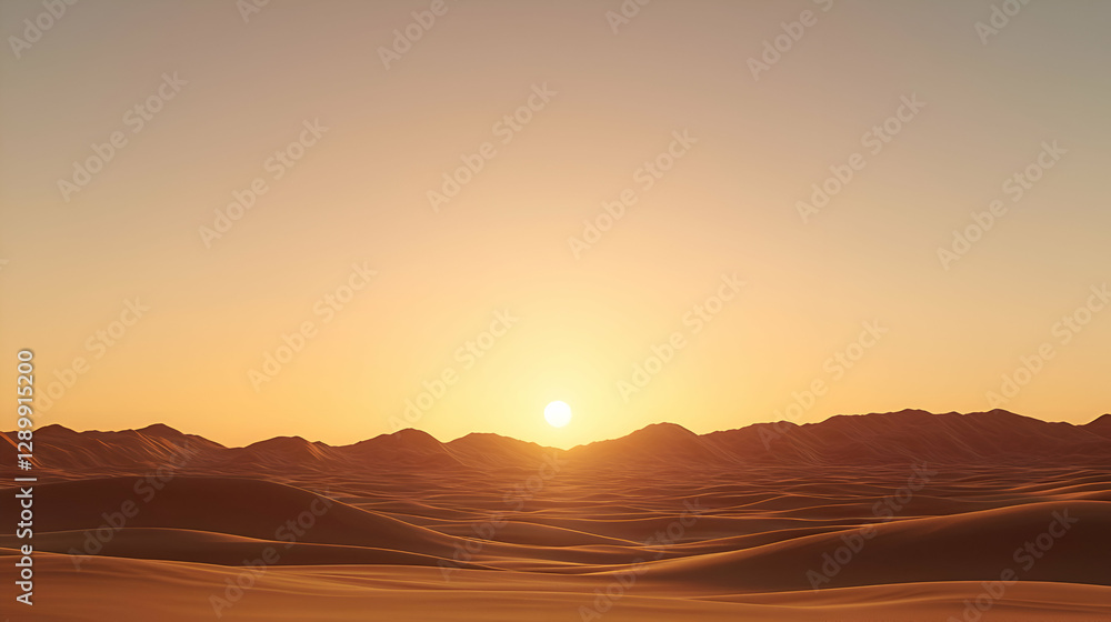 Obraz premium Warm Orange Desert Sunset Landscape