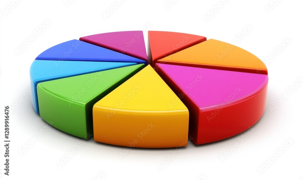 Fototapeta premium Colorful pie chart made of plastic segments representing data visualization in a studio setting