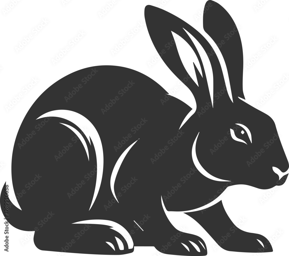 Fototapeta premium A rabbit crouching low as if ready to pounce vector animal silhouette