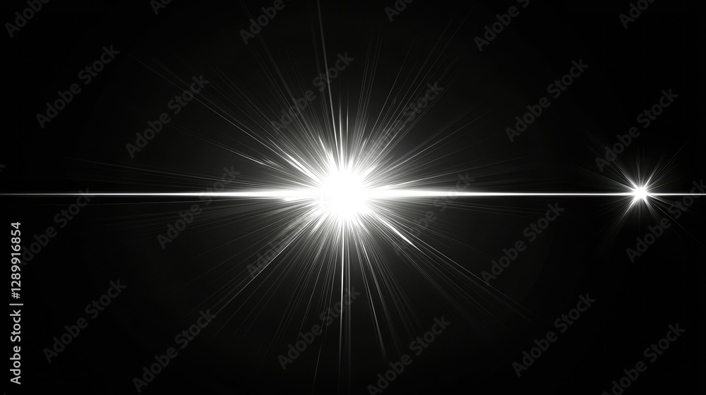 Fototapeta premium Bright Starburst Light Flare in Dark Space