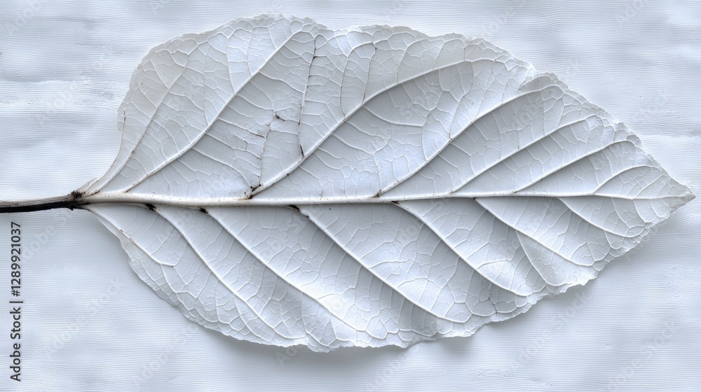 Obraz premium White Leaf Texture Nature s Delicate Vein Pattern on White Background