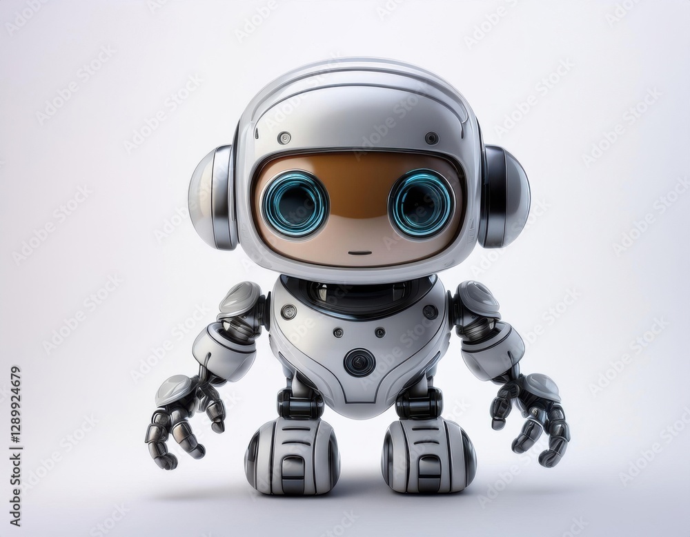 Cute Mini ai robot isolated on transparent background Cute Mini ai robot isolated on transparent background