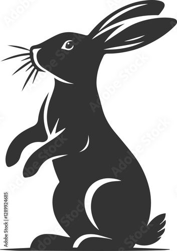 A rabbit standing on its hind legs, looking around vector animal silhouette