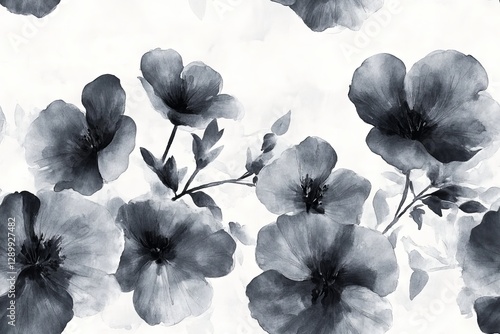 Wallpaper Mural Elegant floral pattern in monochrome, perfect for a serene backdrop.- Seamless Pattern - Seamless Pattern Torontodigital.ca