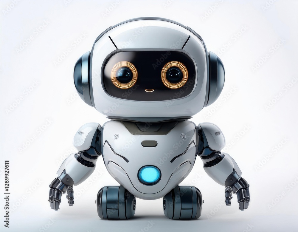 Cute Mini ai robot isolated on transparent background Cute Mini ai robot isolated on transparent background