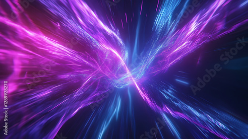 Dynamic light waves abstract digital space visual art vivid colors close-up view energy flow concept