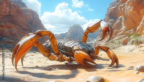 Giant Orange Scorpion in Desert Landscape photo